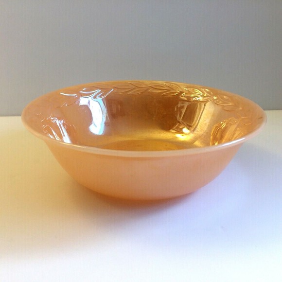 Vintage Fire King Peach Luster Laurel Leaf 8"  Serving Bowl - Picture 1 of 9